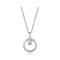 Sterling Silver Cubic Zirconia Circle 19" Pendant