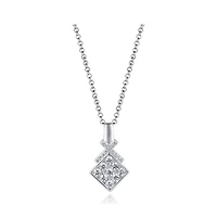 Sterling Silver Cubic Zirconia Geometric 19" Pendant