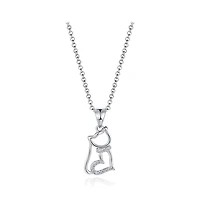 Sterling Silver Cubic Zirconia Cat 19" Pendant