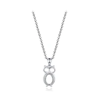 Sterling Silver Cubic Zirconia Owl 19" Pendant