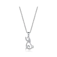 Sterling Silver Cubic Zirconia Dog 19" Pendant