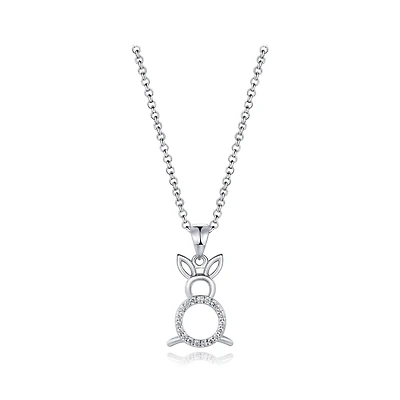 Sterling Silver Cubic Zirconia Rabbit 19" Pendant