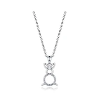 Sterling Silver Cubic Zirconia Rabbit 19" Pendant