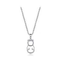Sterling Silver Cubic Zirconia Bear 19" Pendant