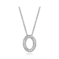 Sterling Silver Cubic Zirconia Oval Twisted 19" Pendant