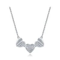 Sterling Silver Cubic Zirconia Triple Heart 19" Necklace