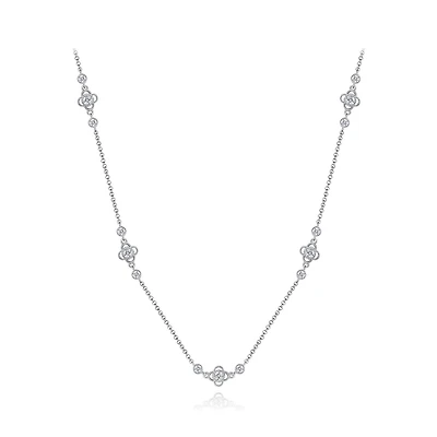 Sterling Silver Cubic Zirconia Adjustable Necklace