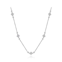 Sterling Silver Cubic Zirconia Adjustable Necklace