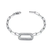 Sterling Silver Cubic Zirconia Geometric 7" Bracelet