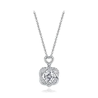 Sterling Silver Cubic Zirconia Double Heart 19" Pendant