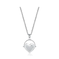 Sterling Silver Cubic Zirconia Spinning Heart 19" Pendant