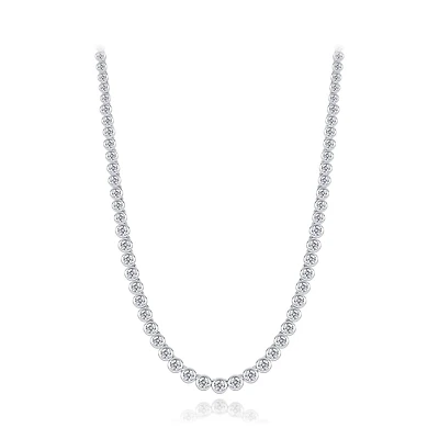 Sterling Silver Cubic Zirconia Adjustable Choker Necklace