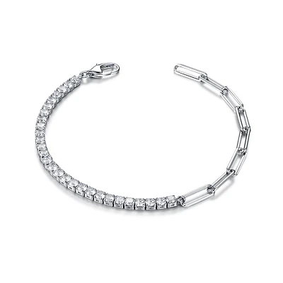 Sterling Silver 8" Cubic Zirconia Bracelet