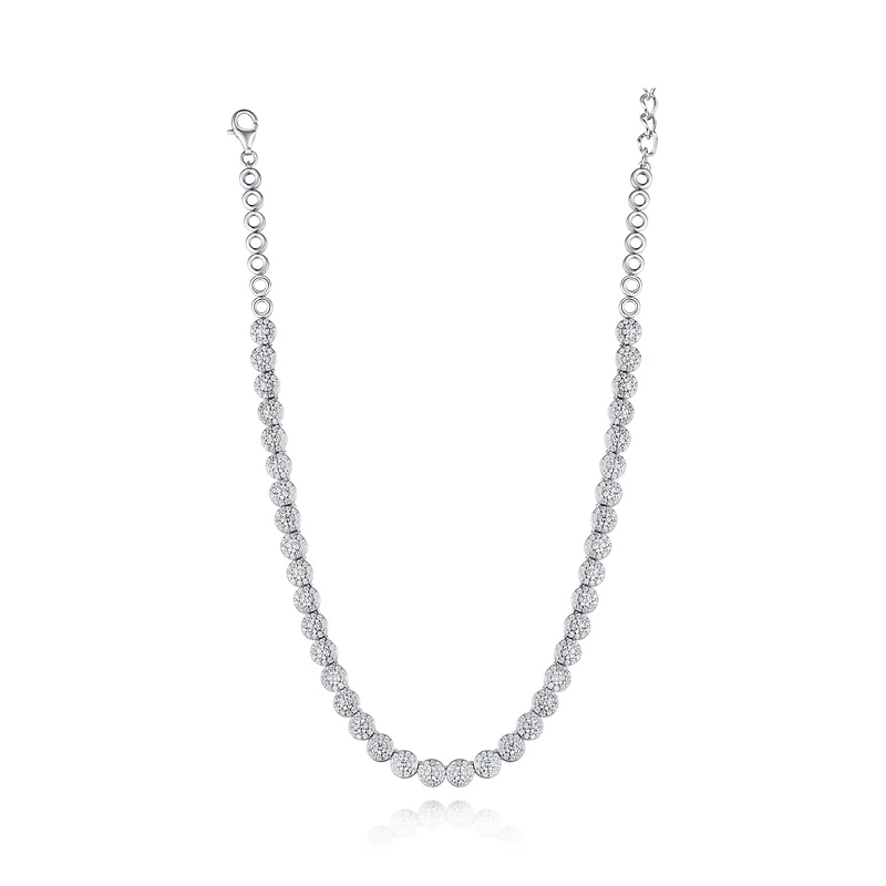 Sterling Silver 17" Cubic Zirconia Adjustable Choker Necklace