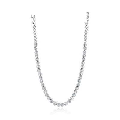 Sterling Silver 17" Cubic Zirconia Adjustable Choker Necklace