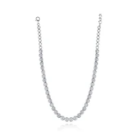 Sterling Silver 17" Cubic Zirconia Adjustable Choker Necklace