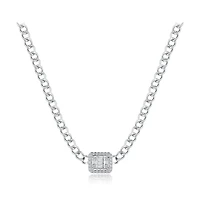 Sterling Silver 16.5" Cubic Zirconia Choker Necklace