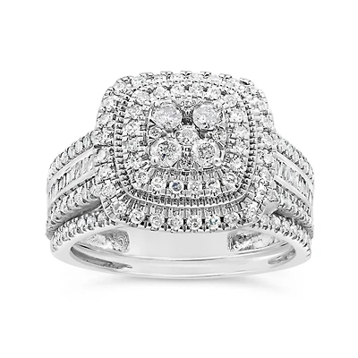 10K White Gold 1.00CTW Diamond Bridal Set