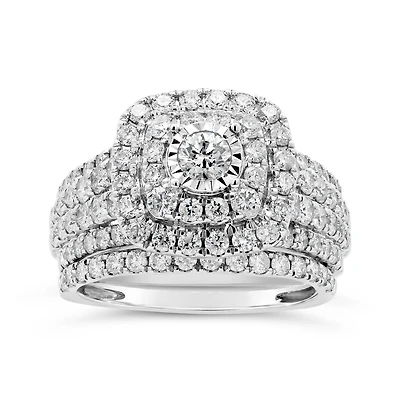 10K White Gold 2.00CTW Diamond Bridal Set