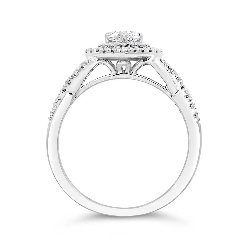 14K White Gold 0.58CTW Heart Shaped Diamond Bridal Ring