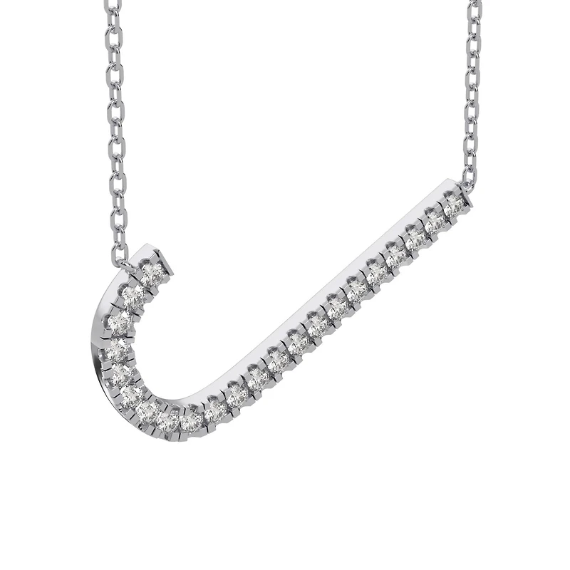 New Brilliance Sterling Silver Lab Grown 0.75CTW Diamond Initial "J" Necklace