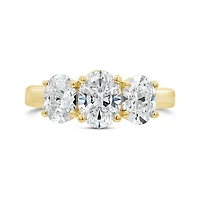 New Brilliance 14K Yellow Gold Lab Grown 2.00CTW Oval Diamond Three-Stone Ring