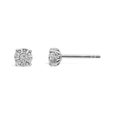 Sterling Silver Diamond Stud Earrings