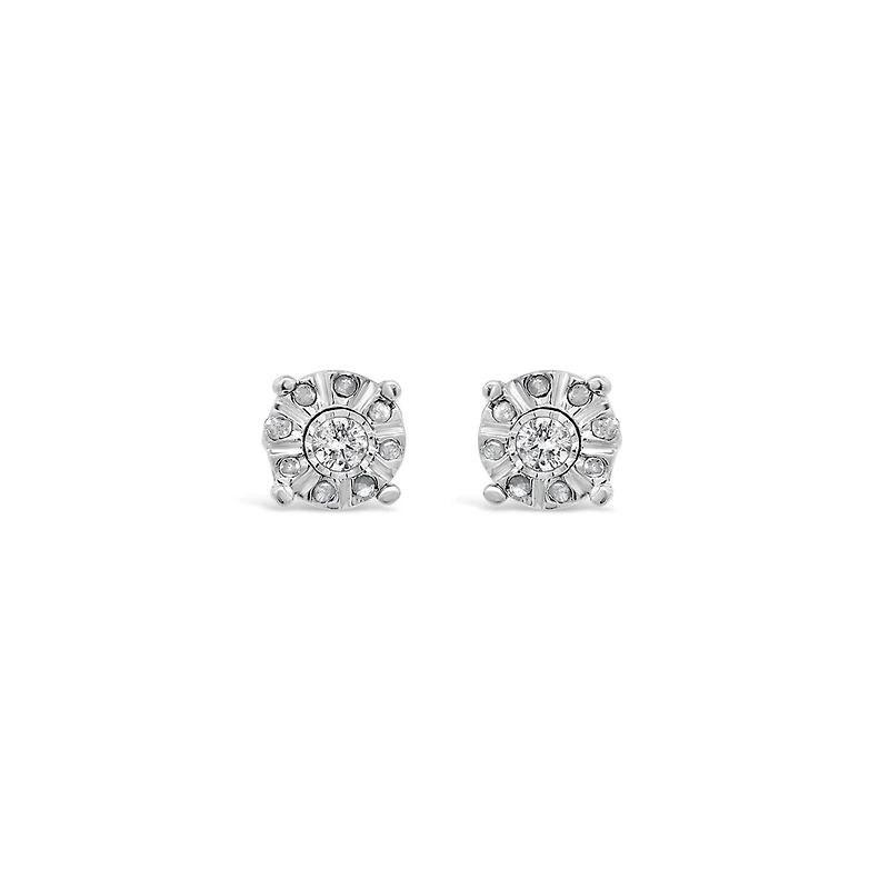 Sterling Silver Diamond Stud Earrings