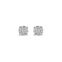 Sterling Silver Diamond Stud Earrings