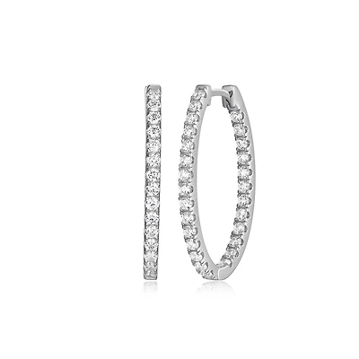 Sterling Silver Cubic Zirconia Hoop Earrings