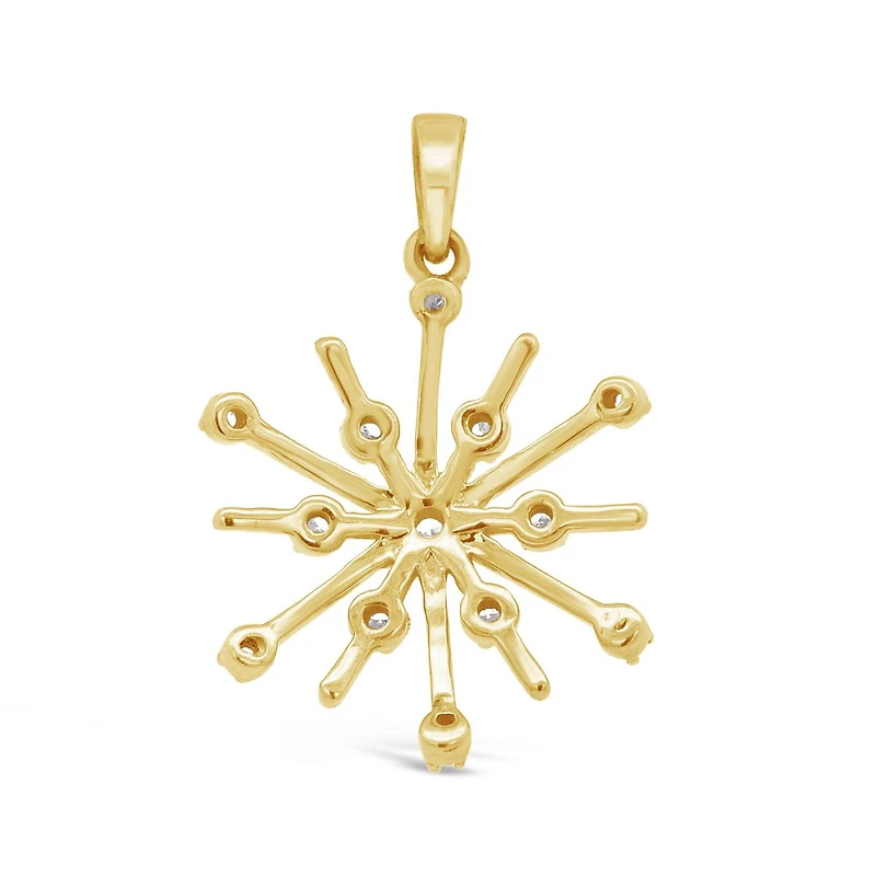 10K Yellow Gold 0.10CTW Diamond Snowflake Pendant
