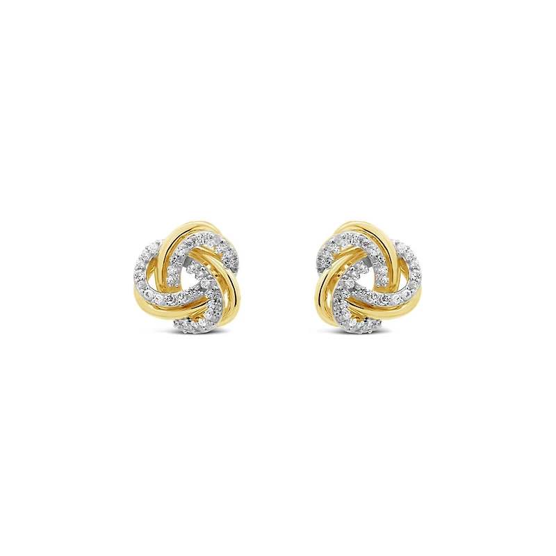 10K Yellow Gold 0.12CTW Diamond Love Knot Earrings