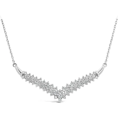New Brilliance 10K White Gold Lab Grown 0.95CTW Diamond Chevron Necklace