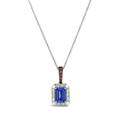 14K Vanilla Gold Blueberry Tanzanite Diamond Pendant