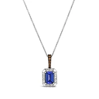 14K Vanilla Gold Blueberry Tanzanite Diamond Pendant