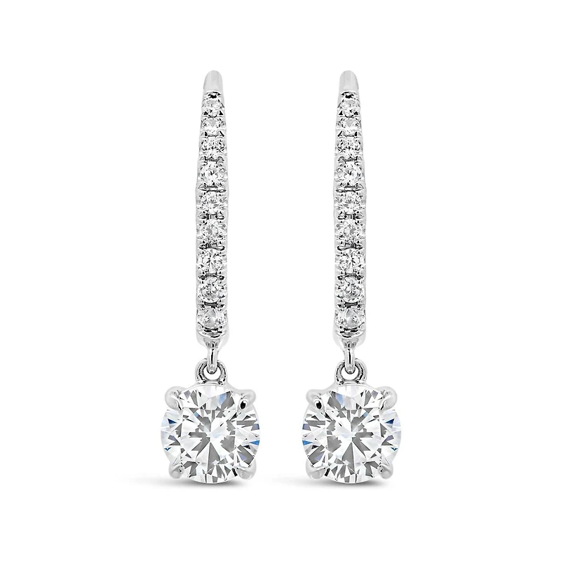 New Brilliance 10K White Gold Lab Grown 1.20CTW Diamond Dangle Earrings