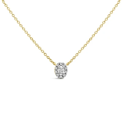 Charmables 10K Yellow Gold Diamond Oval Shaped Necklace