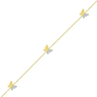 Bella Moda 10K Yellow Gold Diamond Butterfly Anklet