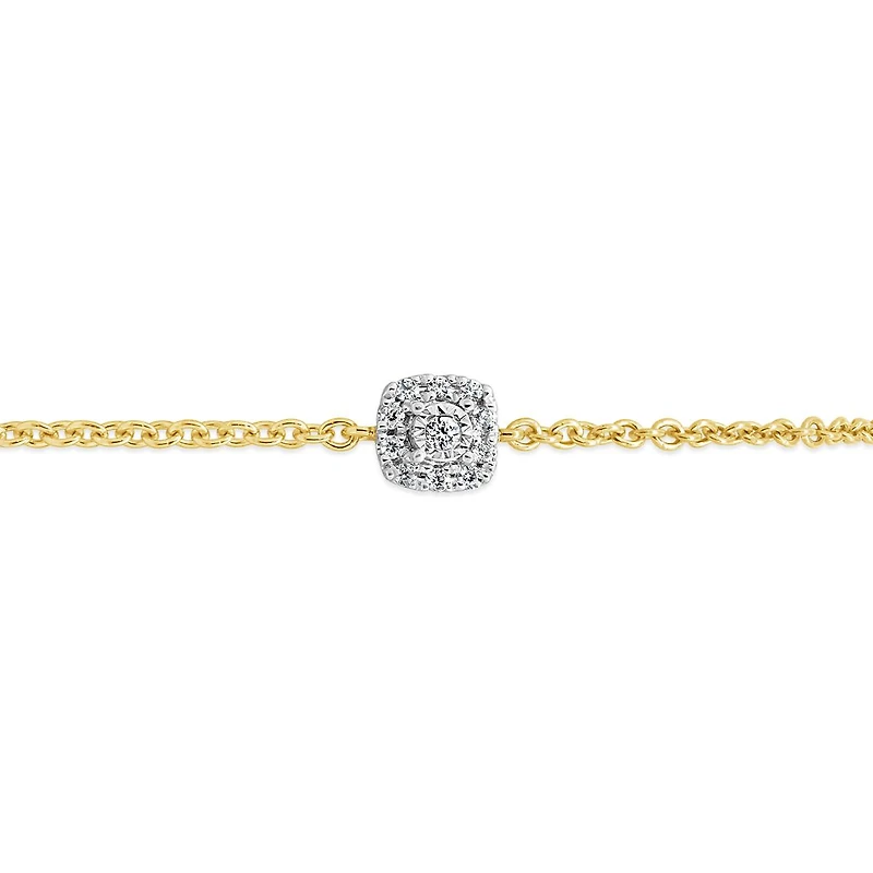 Charmables 10K Yellow Gold Cushion Shaped Diamond Bracelet