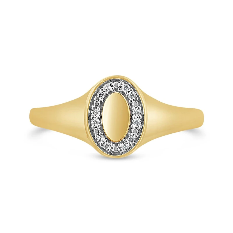Charmables 10K Yellow Gold Diamond Oval Signet Ring