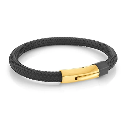 Stainless Steel Black Rubber Bracelet