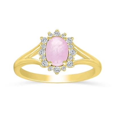 POLAR PINK 10K Yellow Gold Pink Sapphire and Diamond Ring