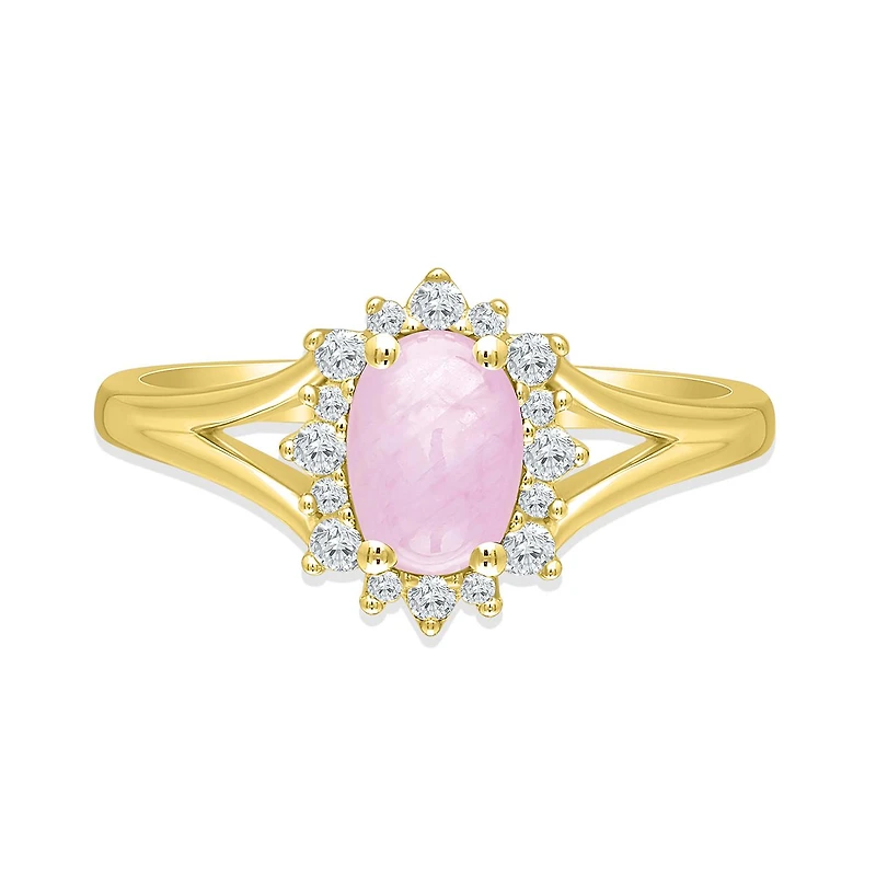 POLAR PINK 10K Yellow Gold Pink Sapphire and Diamond Ring