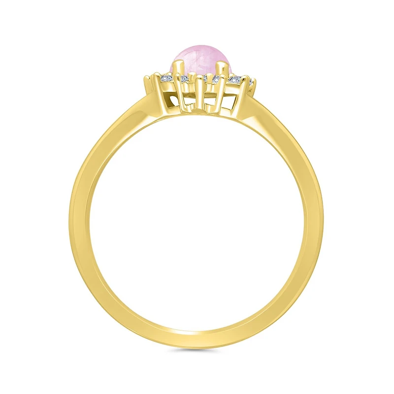POLAR PINK 10K Yellow Gold Pink Sapphire and Diamond Ring
