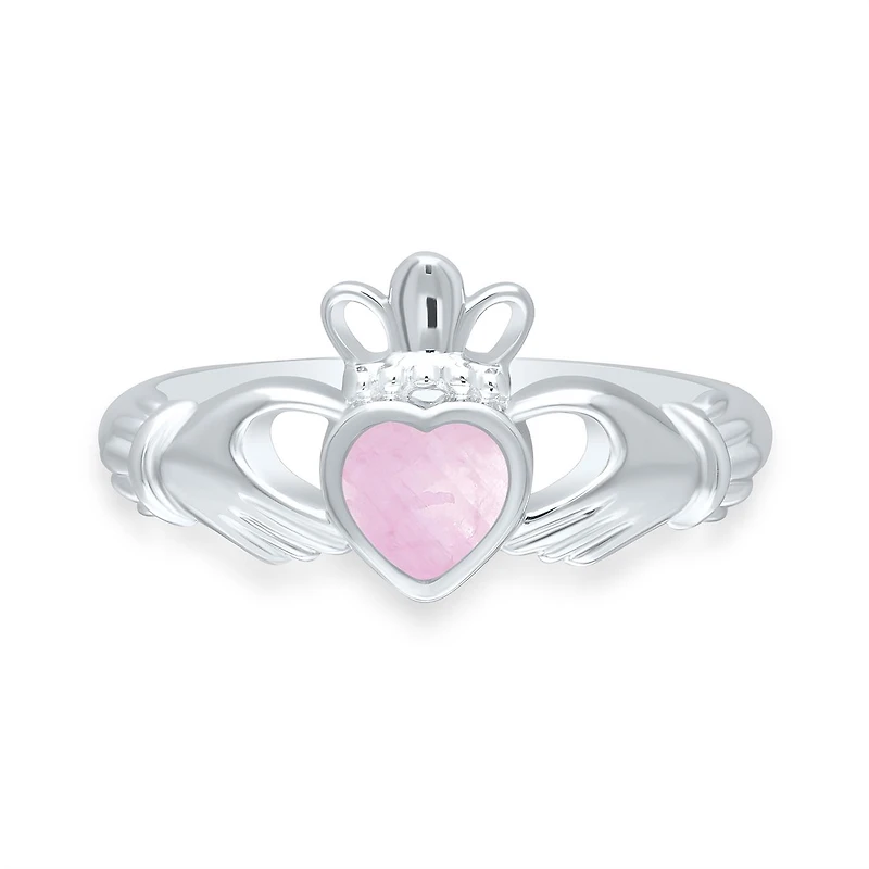 POLAR PINK Sterling Silver Pink Sapphire Claddagh Ring