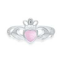 POLAR PINK Sterling Silver Pink Sapphire Claddagh Ring