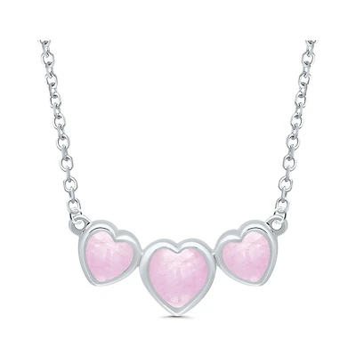 POLAR PINK 10K White Gold Pink Sapphire Heart 16"-18" Necklace