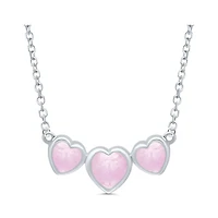 POLAR PINK 10K White Gold Pink Sapphire Heart 16"-18" Necklace