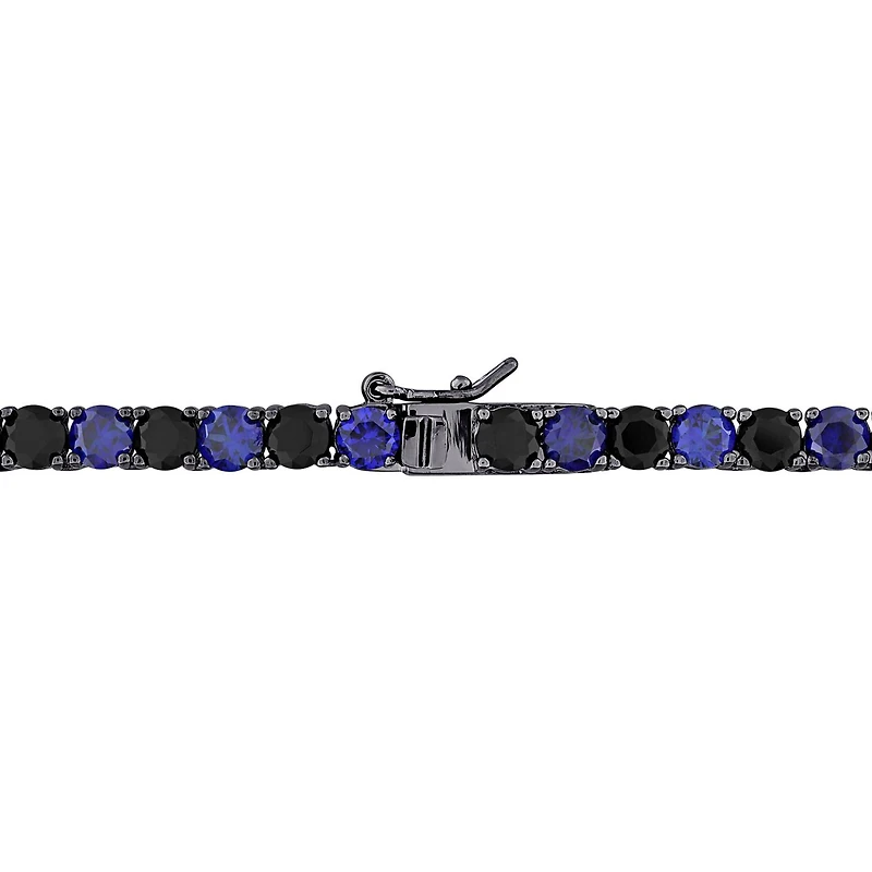 Julianna B Sterling Silver Created Blue and Black Sapphire 20" Tennis Necklace