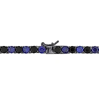 Julianna B Sterling Silver Created Blue and Black Sapphire 20" Tennis Necklace